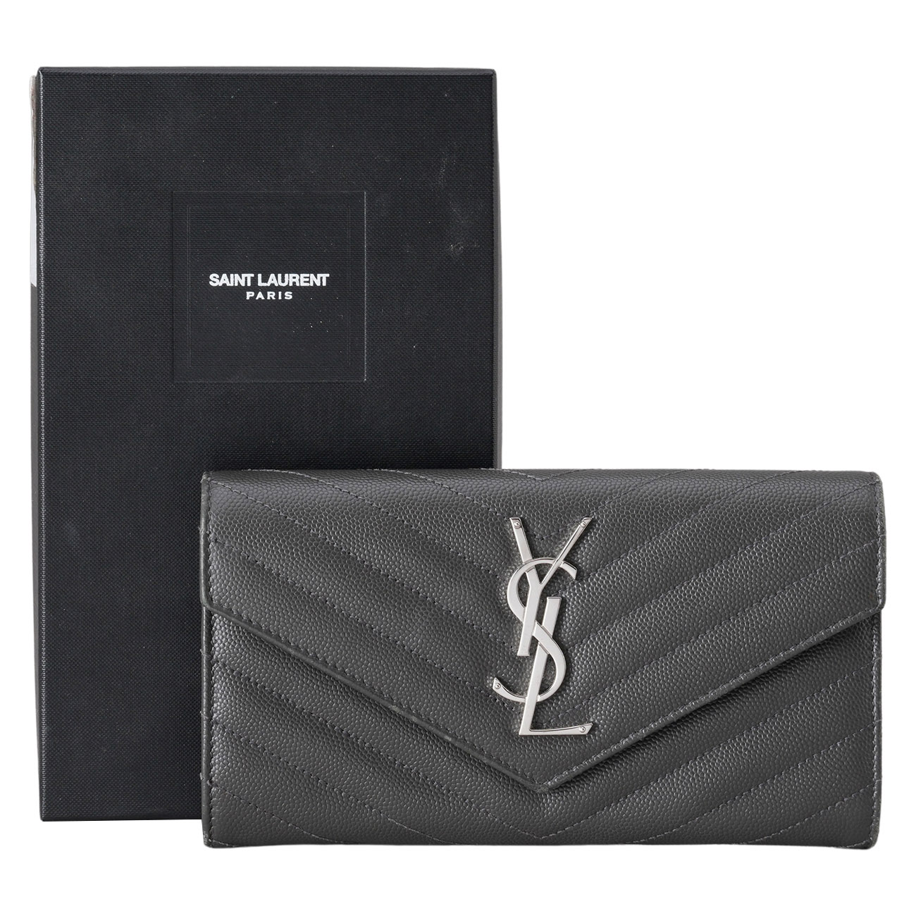 YVES SAINT LAURENT(USED)생로랑 372264 모노그램 쉐브론 장지갑